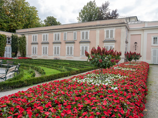 Salzburg, Austria - Oct 10th, 2019: Mirabell Palace and Gardens. Mirabell Palace was built in 1606...