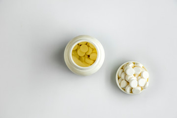 Tablets and capsules, medications, medical backgrounds.