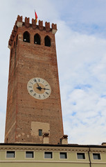 Fototapeta na wymiar Clock Tower in Bassano del Grappa in Northen Italy
