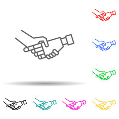 Fototapeta na wymiar Robot and human hand concept line multi color set icon. Simple thin line, outline of robo icons for ui and ux, website or mobile application