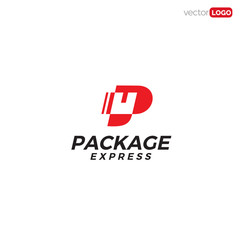 letter P with package box inside icon/symbol/Logo Design Vector Template Illustration