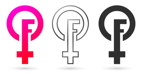 Female gender symbols, icons design template, vector illustration