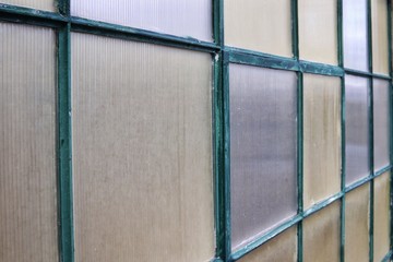 Closeup of vintage glass wall