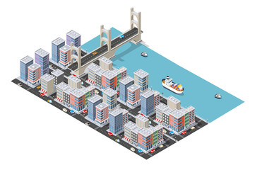 Transport Logistics 3D Isometric City illustrated