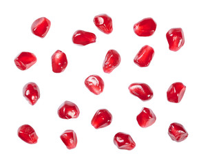Fototapeta na wymiar set of pomegranate seeds isolated on white background