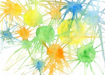 Abstract colorfull watercolor background. Bright funny colors on white paper. Splashes, blots, smudges concept - 331194551