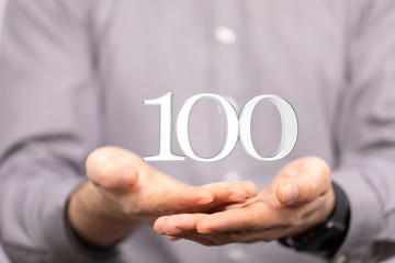 100 Anniversary 3d numbers. Poster template for Celebrating 100 anniversary event party.