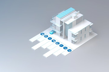 smart home with control icons