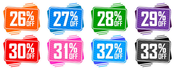 Set Sale tags, discount banners design template, app icons, vector illustration