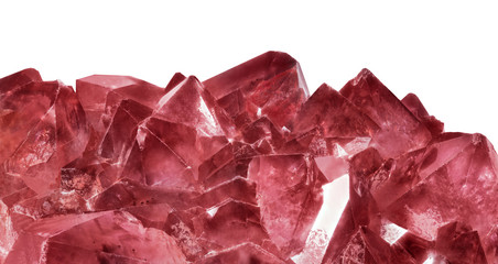 dark red ruby crystals on white