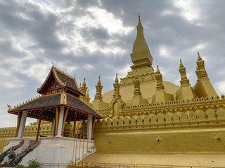 Fototapeta na wymiar Ancient Buddhist pagoda in Vientiane, Laos