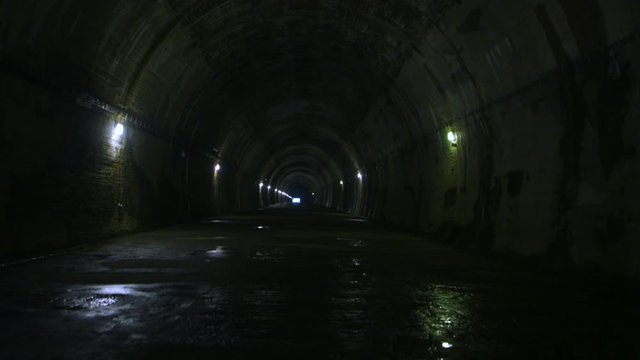 The old underground tunnel in the bunker, in darkness