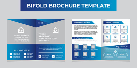 Fototapeta na wymiar Creative blue bifold brochure template