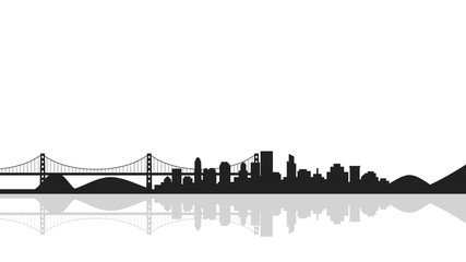 Cityscape background with bridge,silhouette of city