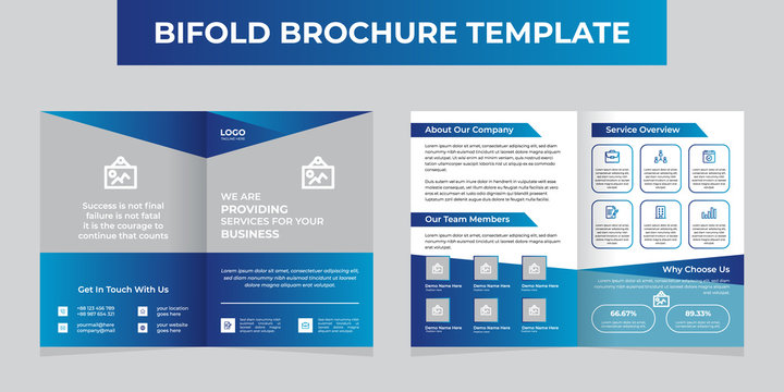 Creative blue bifold brochure template