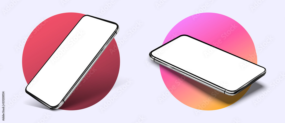 Leinwandbilder smartphone frame less blank screen, rotated position. 3d isometric illustration cell phone. smartpho
