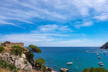 Naklejka premium Landscape Fosca beach in Palamos, Costa brava, Catalonia, Spain.