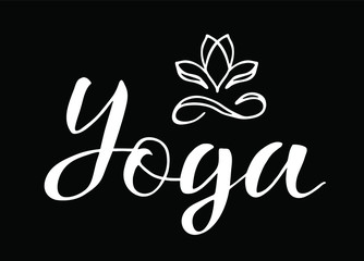  vector illustration lettering, symbol, yoga. Freehand drawing. Black inscription on a white background 
