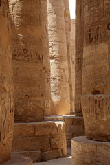 Columns in the Great Hypostyle Hall Temple of Karnak, Luxor, Egypt