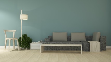 The interior living minimal space in apartment and background style - 3D Rendering	