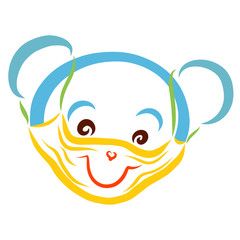 blue bear head in funny medical mask