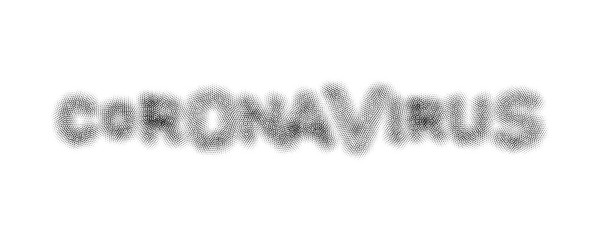 Coronavirus- imitation of a compound of viral particles, halftone inscription, element for design.