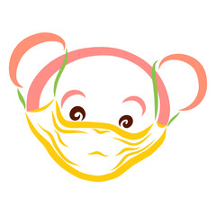 cute bear's head in protective medical mask