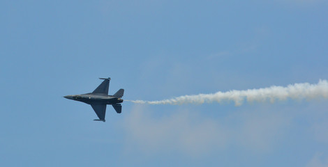 Fighter jet flying on display near Changi Air Base