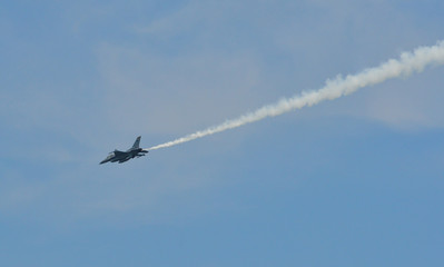 Fighter jet flying on display near Changi Air Base