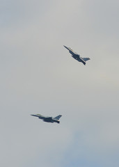 Fighter jet flying on display near Changi Air Base
