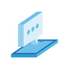 smartphone with speech bubble isometric style icon