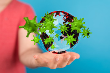 COVID-19 Business Finance Crisis Concept. Coronavirus Danger Pandemic. Global stress of world .