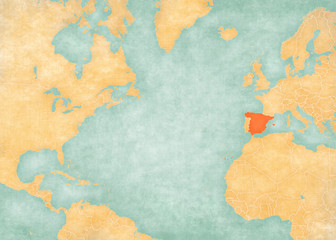 Fototapeta premium Map of North Atlantic Ocean - Spain