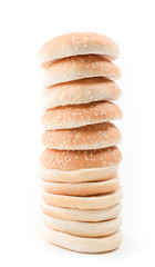 Stacked layers of bun isolated on white background