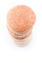 Stacked layers of bun isolated on white background