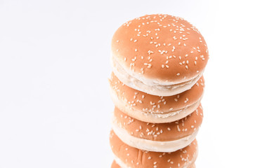 Stacked layers of bun isolated on white background