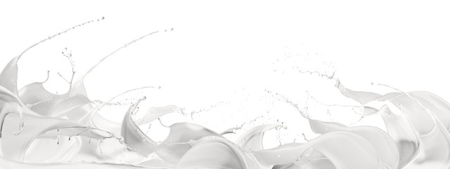 wave of milk with splashing, isolated on white