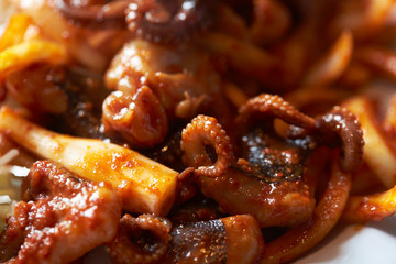 Korean spicy stir fried squid 