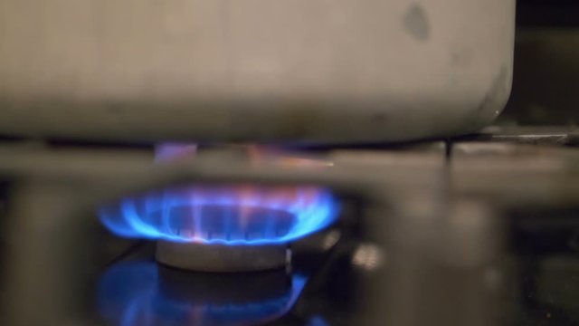 Gas-Ring Stove With Blue Flame in Slow Motion 180fps