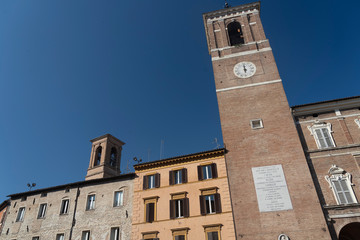 Fototapeta premium Fabriano, Marches, Italy: historic buildings by morning