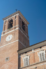 Fabriano, Marches, Italy: historic buildings by morning