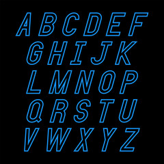 Blue alphabet letters on black background