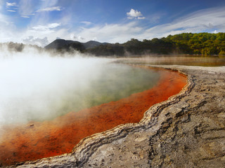 Hot springs active volcanic area crater lake pool New Zealand