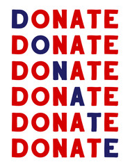 Donate Vector saying. White isolated