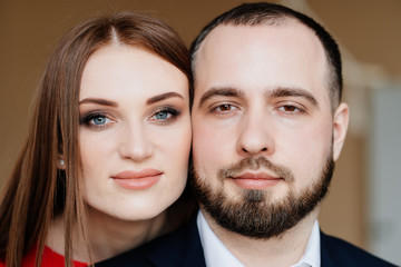 close-up beautiful lovers man and woman. 