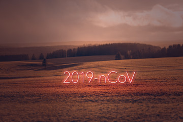 Leuchtschrift rot 2019-nCoV