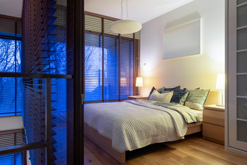 Evening in simple bedroom