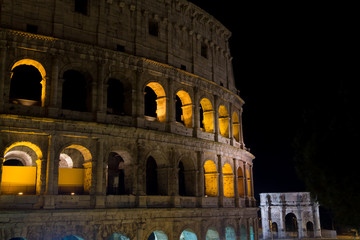 Fototapeta na wymiar Colosseum night view, Rome landmark, Italy