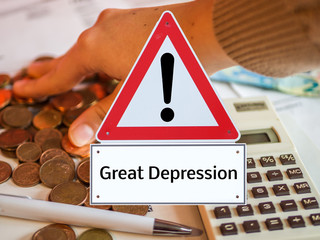 Warnschild Great Depression Coronavirus	