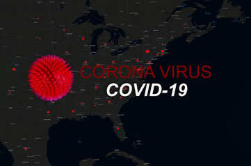 Coronavirus in USA Quarantine, US map of Covid-19 in the statue of liberty